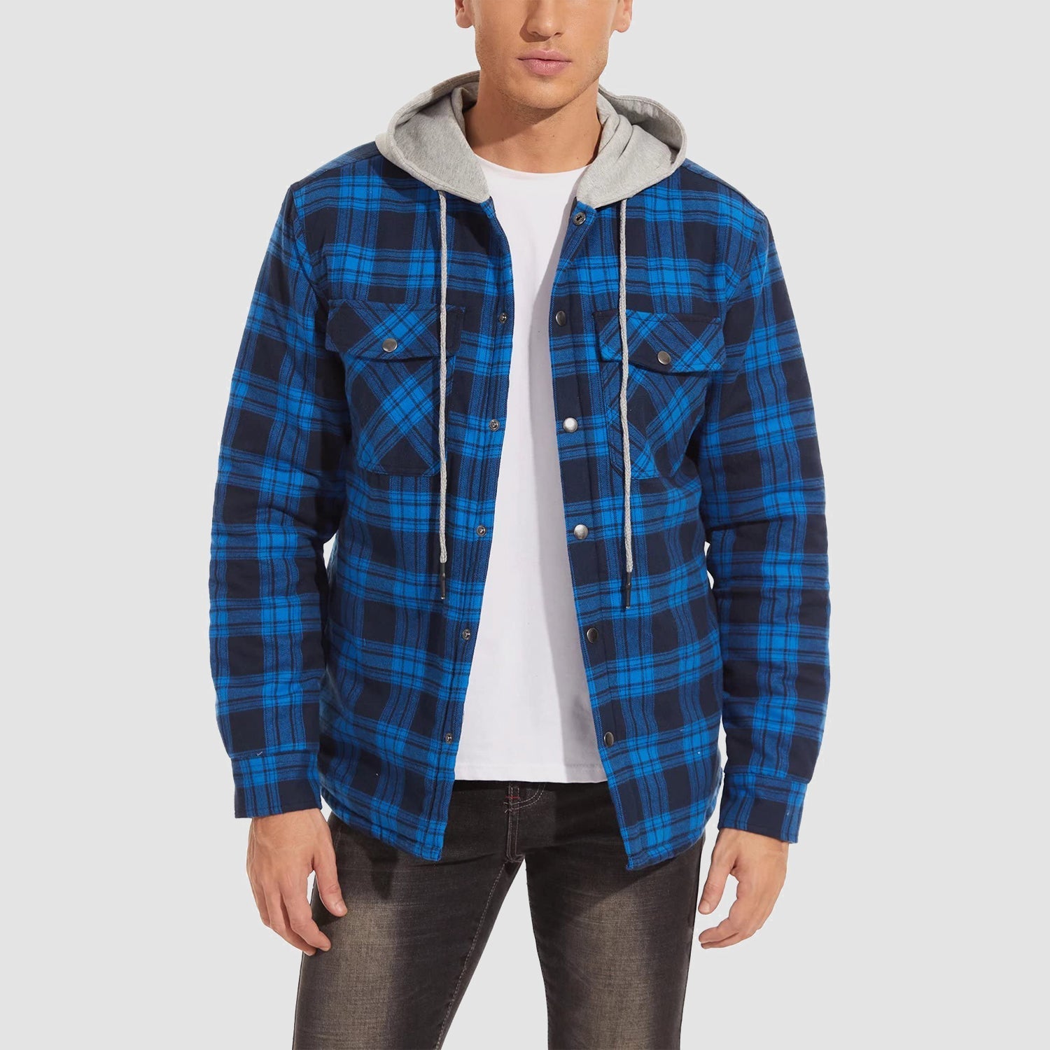 Men's - Quilted Flannel Jacket – Hooded, Warm Design – Casual Outerwear