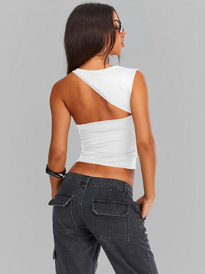 Sleeveless asymmetric tank top