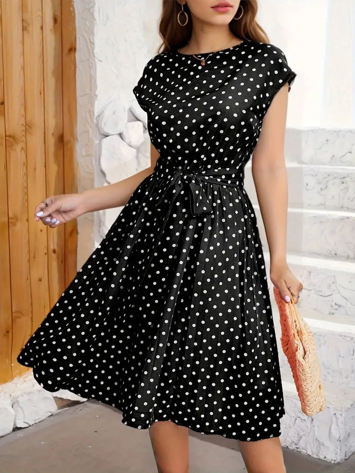 Casual Pleated Dress With Dots