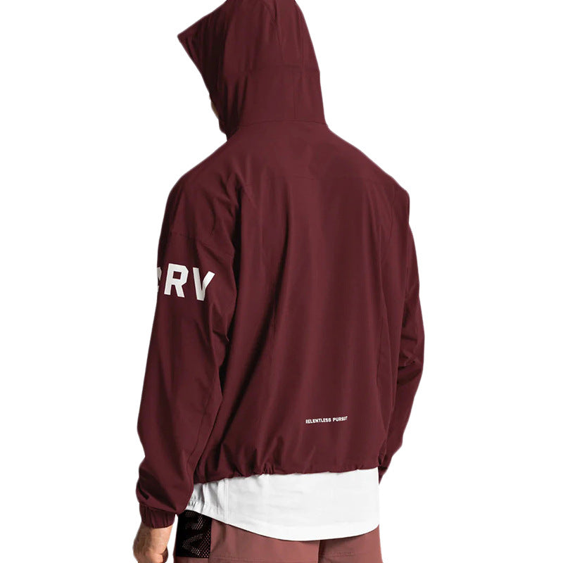 Elegant hooded windbreaker with zip pockets