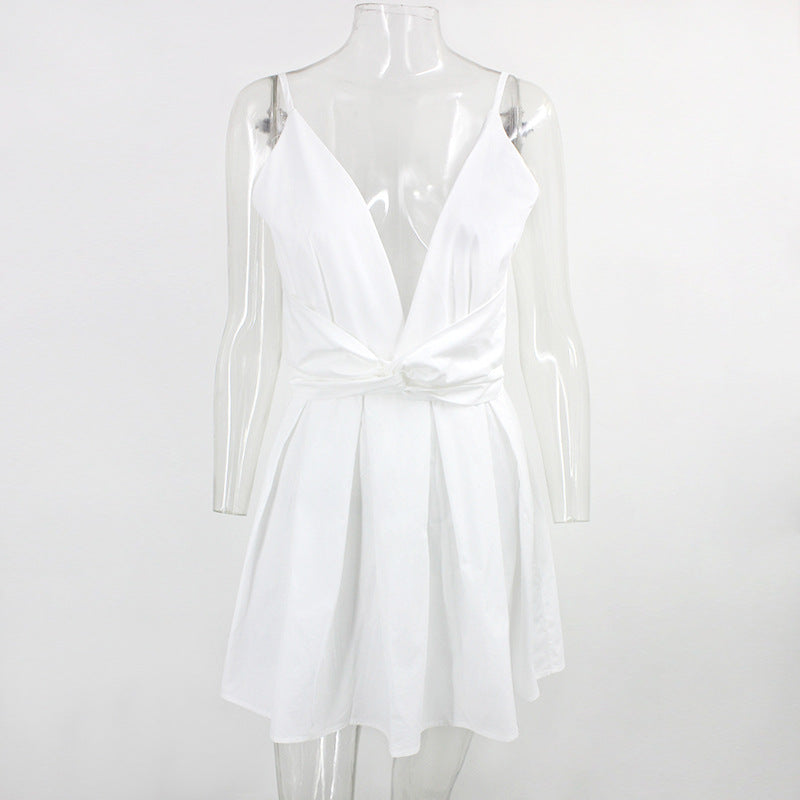 Casual Sling monochrome dress in white fashion