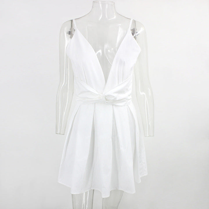 Casual Sling monochrome dress in white fashion