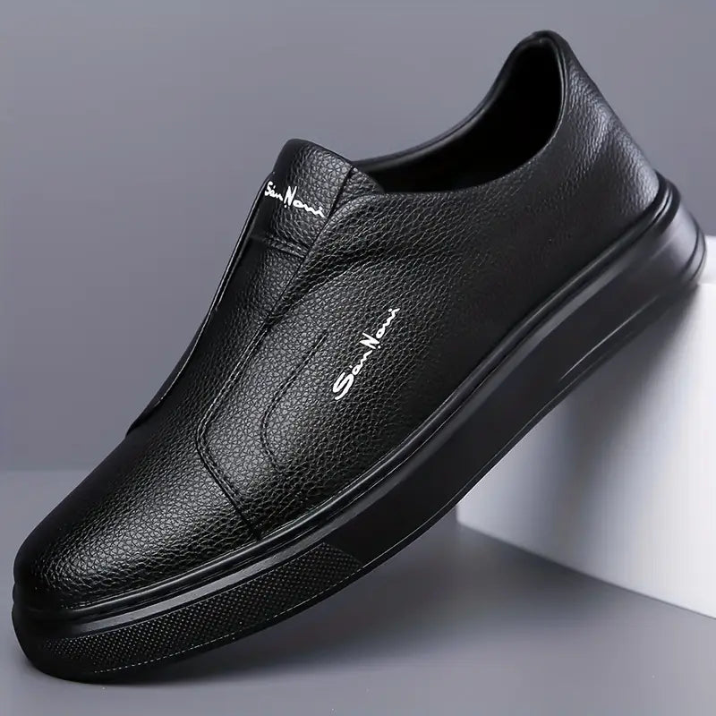 Men's - Slip-On Sneakers - Leather - Casual Canvas Comfort - Stylish Footwear