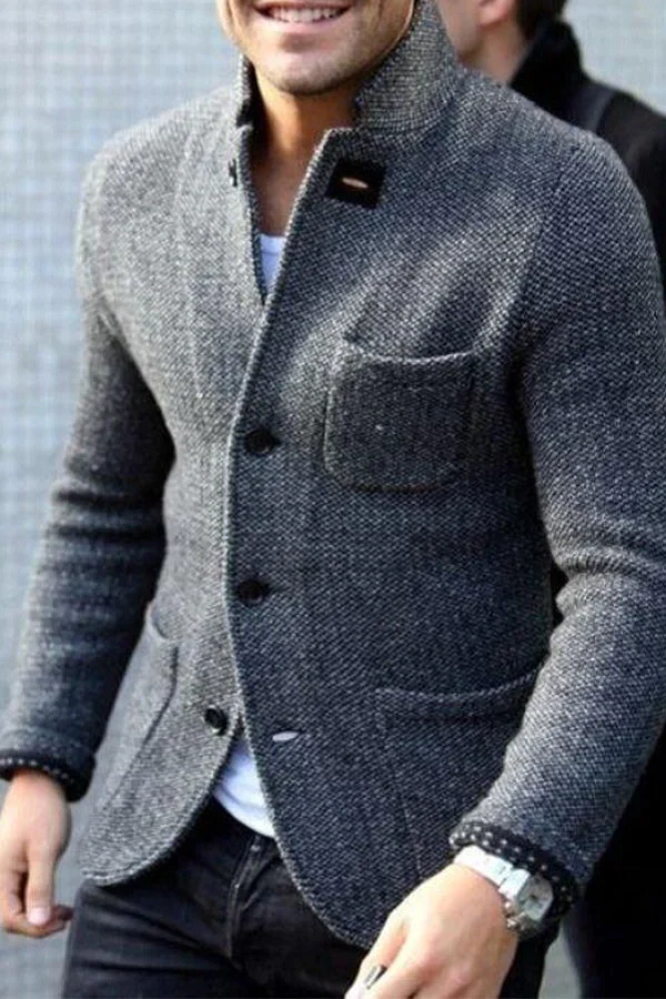Men's - Retro Cardigan Jacket - Cosy Knit Fabric - Stylish Layering Essential