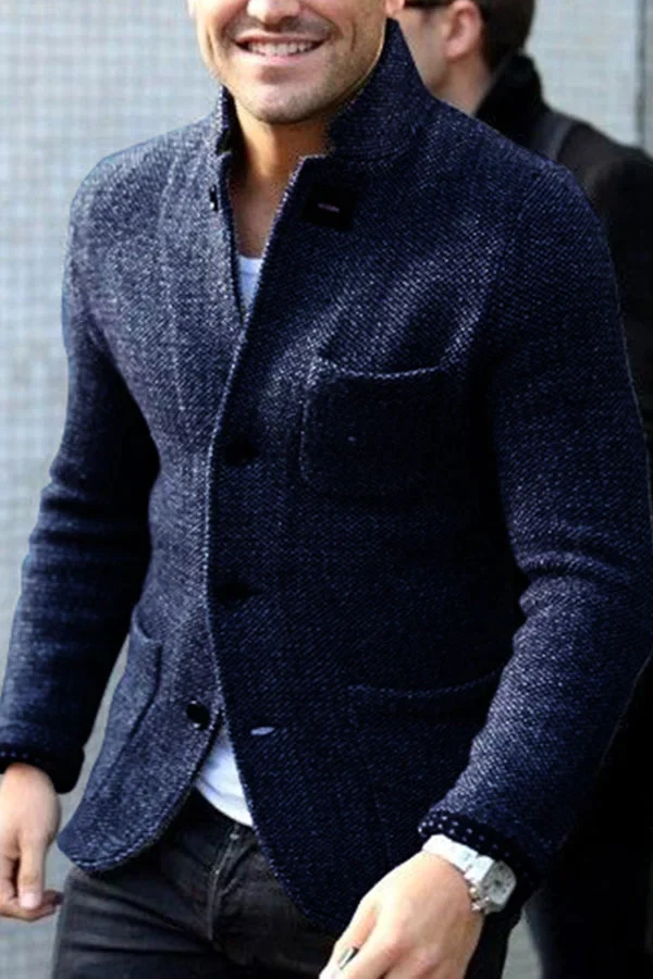 Men's - Retro Cardigan Jacket - Cosy Knit Fabric - Stylish Layering Essential