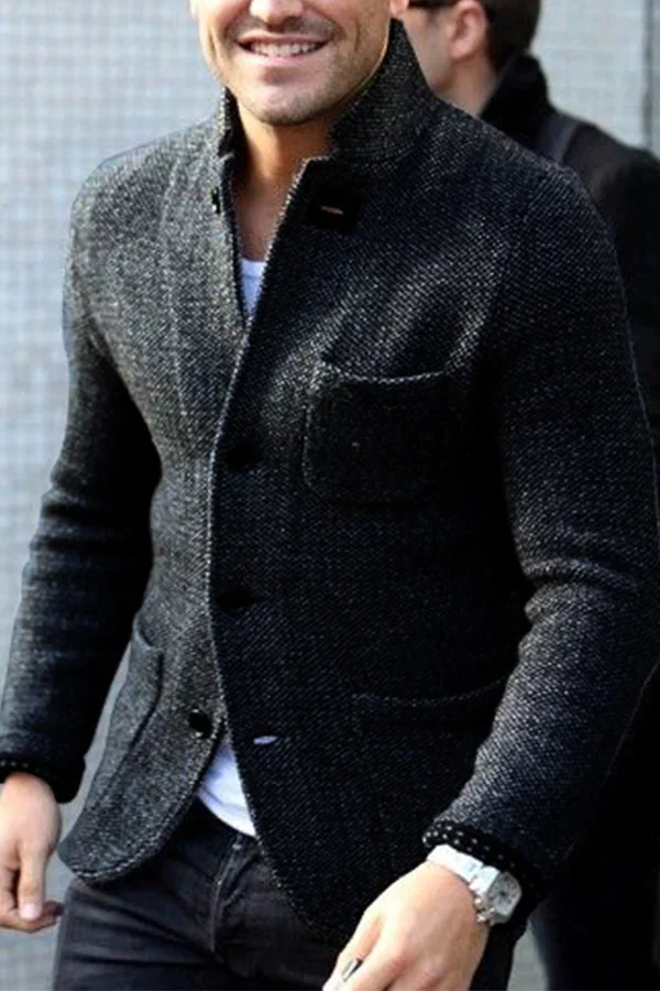 Men's - Retro Cardigan Jacket - Cosy Knit Fabric - Stylish Layering Essential