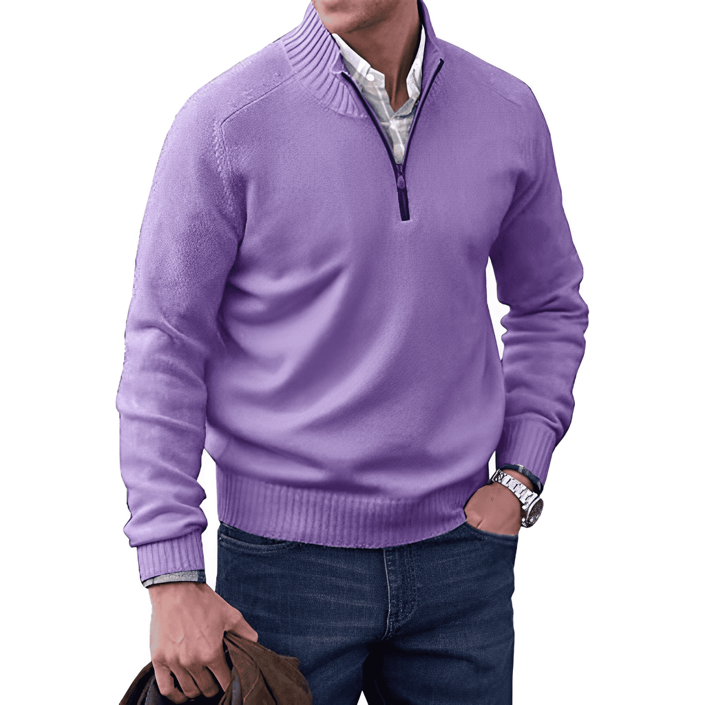 Men's - Quarter Zip Pullover Sweater - Soft, Stylish, Perfect for Layering