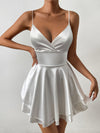 Women's - Cami Dress - Crossover Back, Fitted Style, Ruffle Hem, Sleeveless - Perfect Summer Fashion