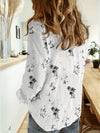 Women's - Linen Shirt - Long Sleeve - Button Placket - Coconut Print - Casual & Airy Style