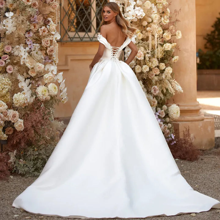 Fashionable detachable train wedding prom dress