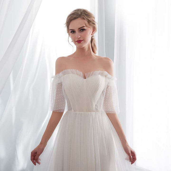 White off-the-shoulder elegant ball gown