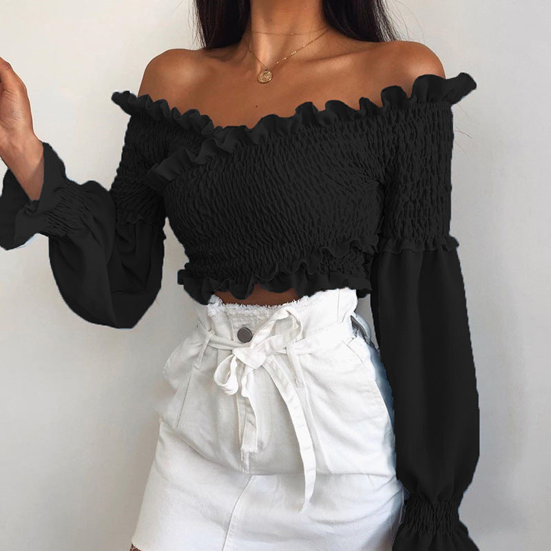 Classy women's short puff sleeve blouse