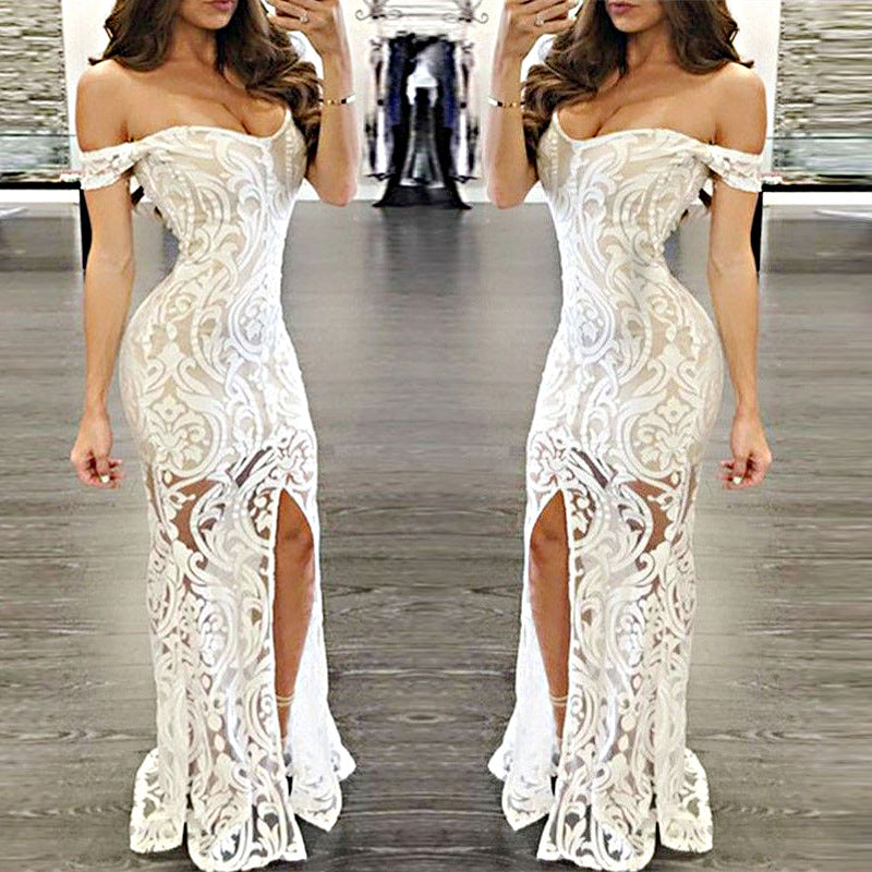 Fabulous white fashion one-neck dress