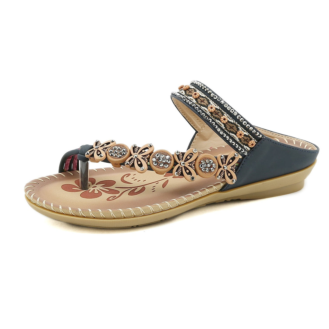 Comfortable Bohemian Folk Style Strass with Clip Toe Slippers