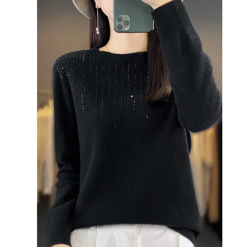 Soft Knitted Ladies Sweater with Sparkling Details