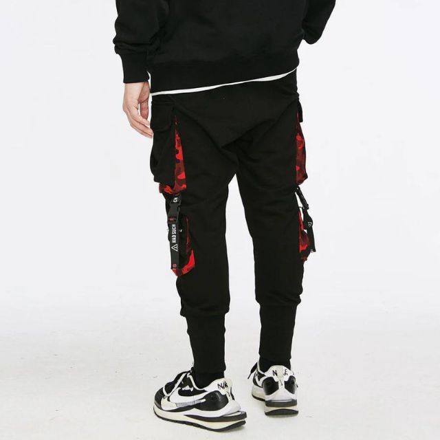 Streetwear jogging trousers with utility straps