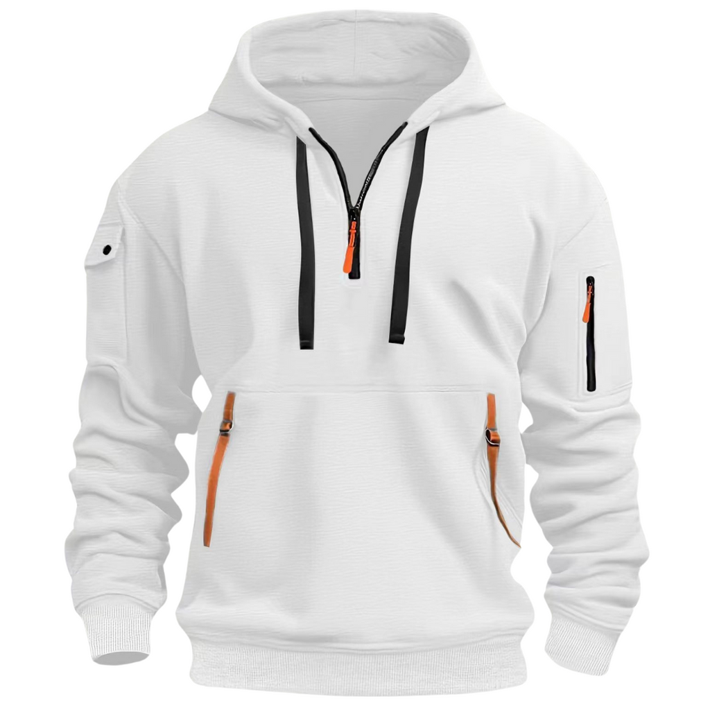Men's - Casual Hoodie - Long Sleeve Pullover - Multi Pockets - Stylish and Practical for Everyday Wear