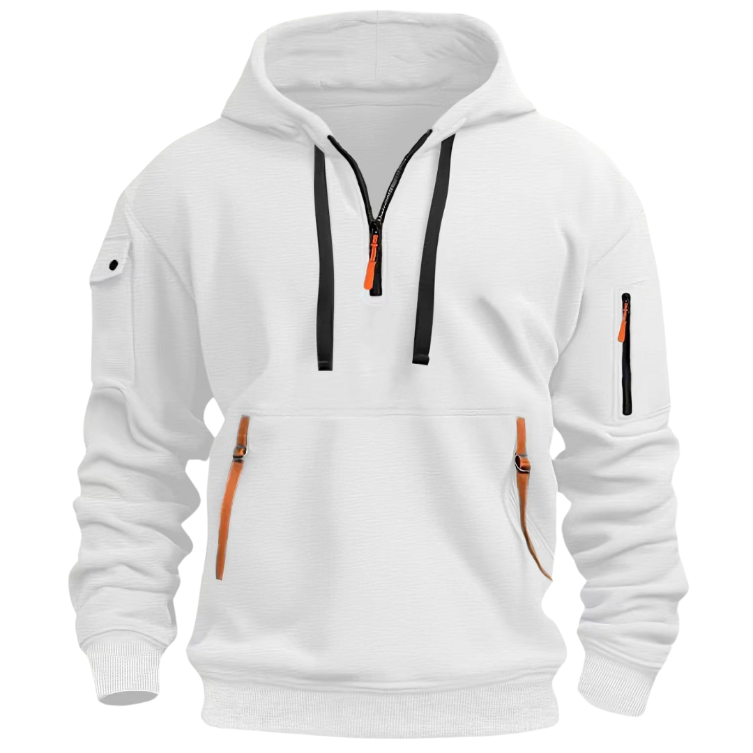 Men's - Casual Hoodie - Long Sleeve Pullover - Multi Pockets - Stylish and Practical for Everyday Wear