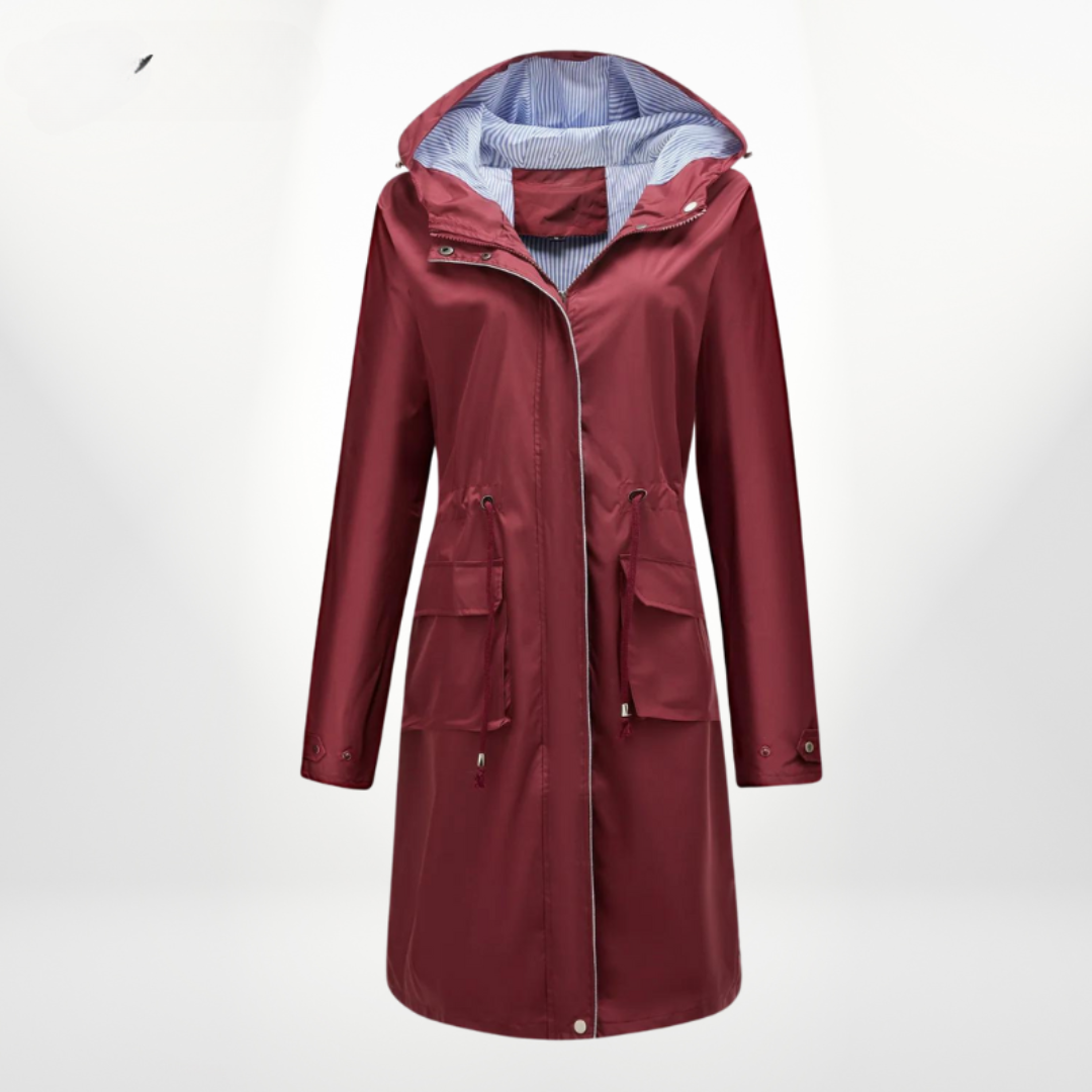 Women's - Trench Coat with Hood - Durable Fabric - Waterproof - Functional Outerwear