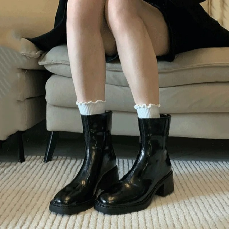 Women's - Ankle Boots - Stylish Square Toe Design with Block Heel - Comfortable Footwear for Any Occasion