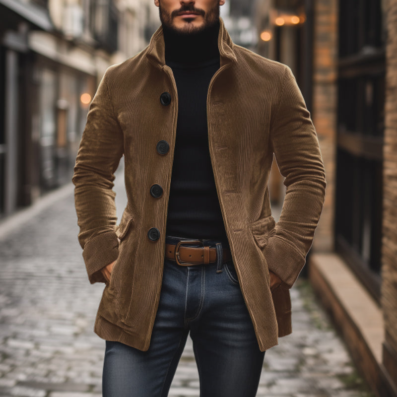 Men's - Vintage Short Coat - Corduroy - Stand Collar Slim Fit