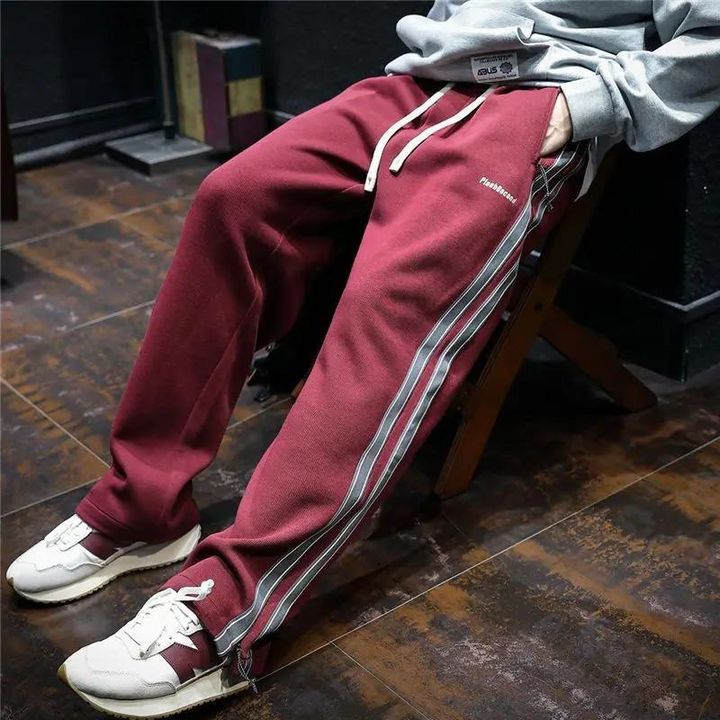 Casual velvet sweatpants with stripes