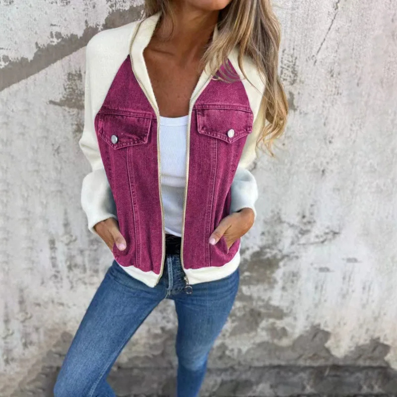 Denim-look bomber jacket with pocket details and a comfortable fit