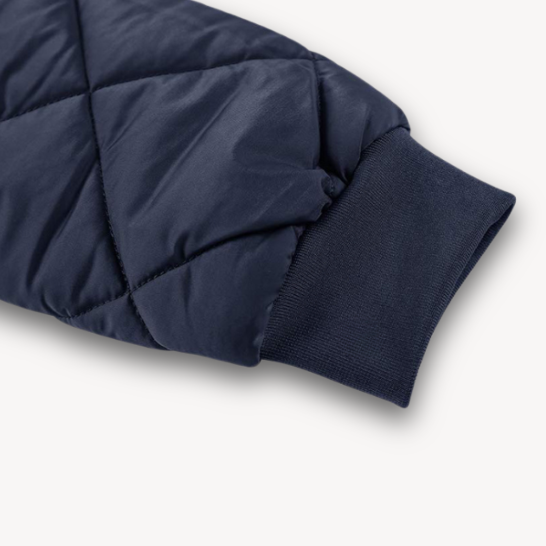 Men's - Lightweight Quilted Bomber Jacket - Stylish Polyester Outerwear for Casual Comfort