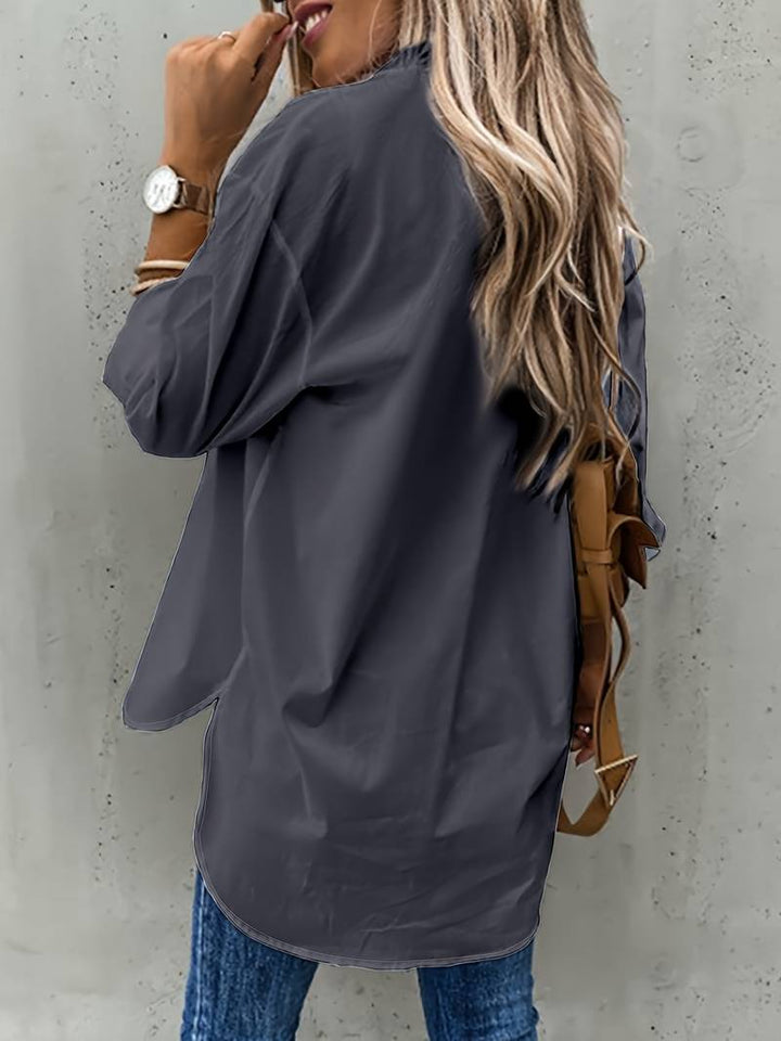 Loose long-sleeved pocket shirt