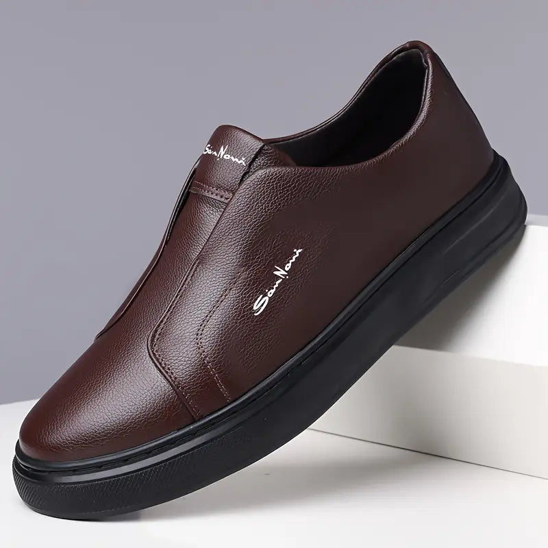 Men's - Slip-On Sneakers - Leather - Casual Canvas Comfort - Stylish Footwear