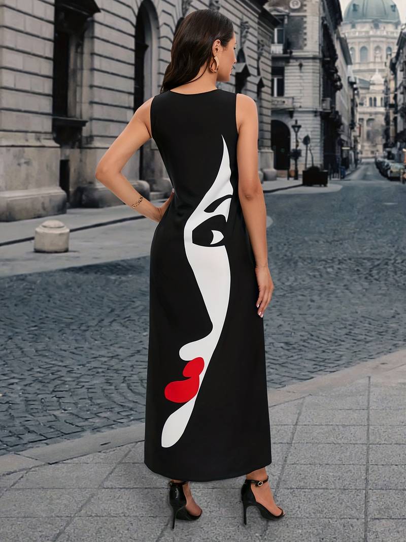 Figure face print dress