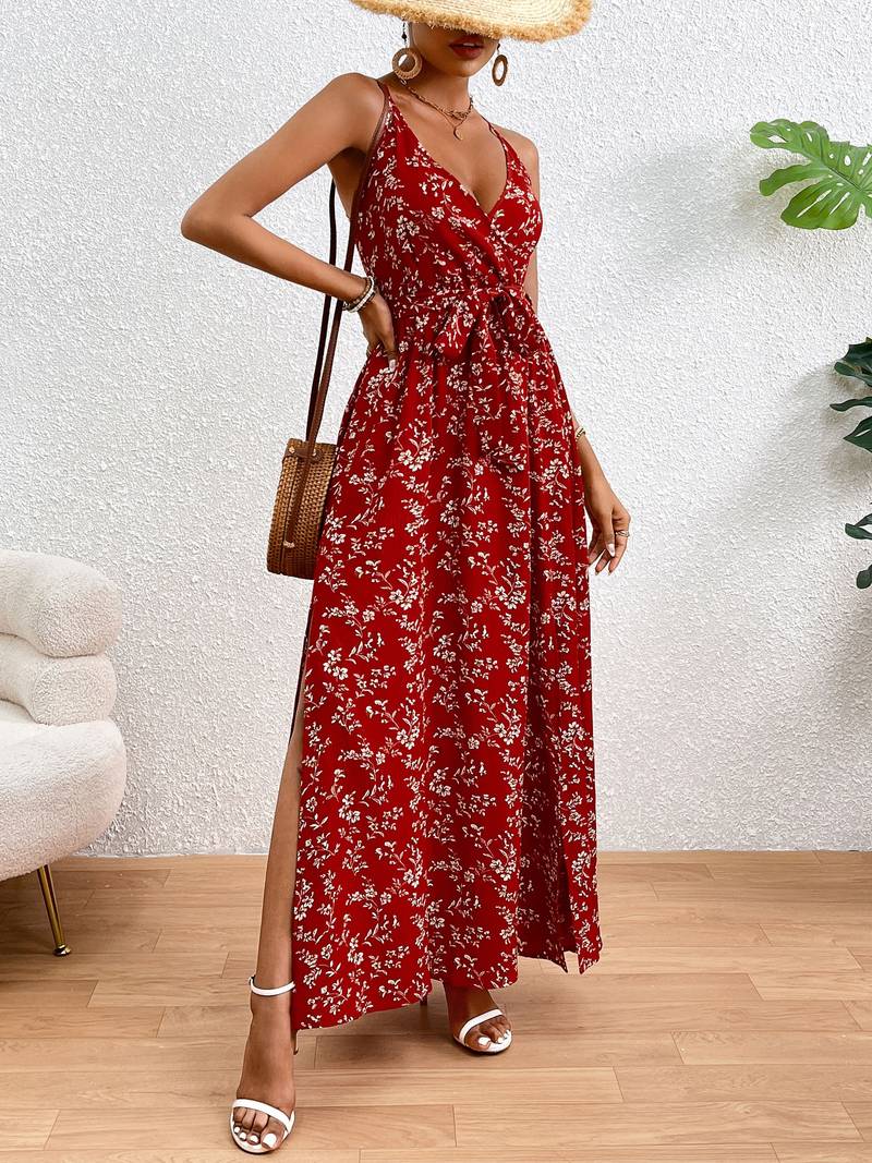 Floral Cami Dress With Side Slits