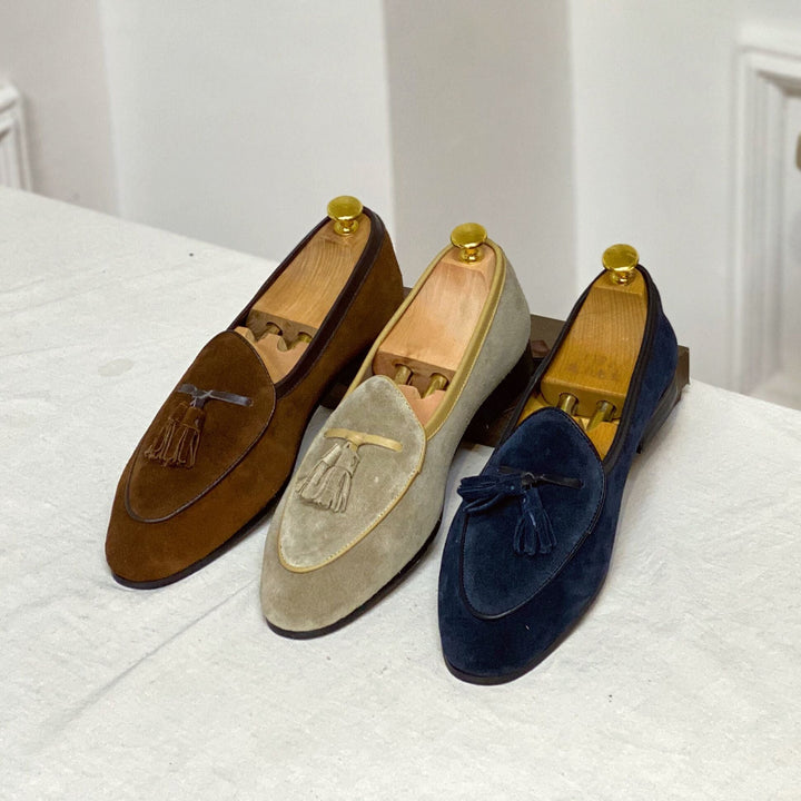 Fashionable suede slip on fashion loafers