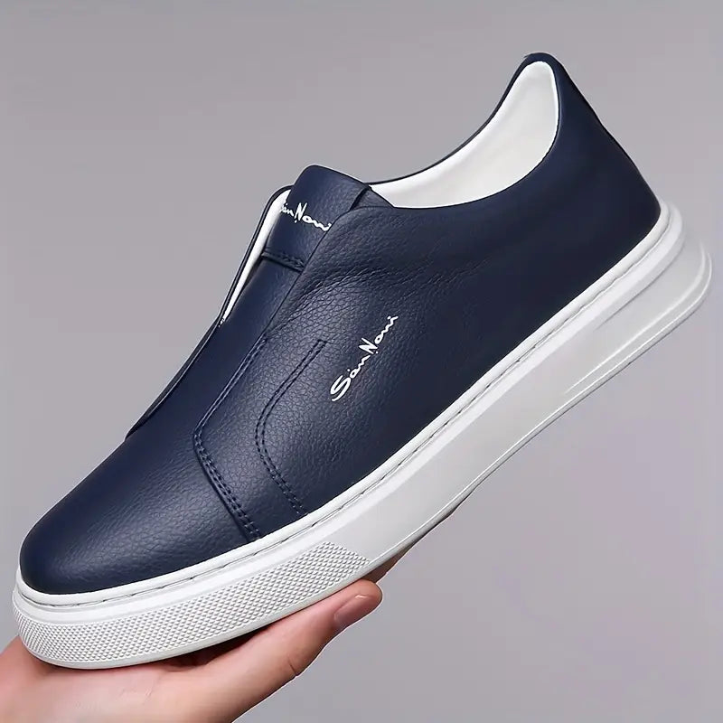 Men's - Slip-On Sneakers - Leather - Casual Canvas Comfort - Stylish Footwear