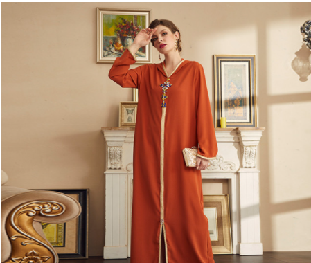 Luxurious Colour Beaded Brick Middle East Robe Dress