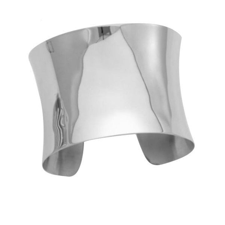 Ladies stainless steel bangle with raised edges