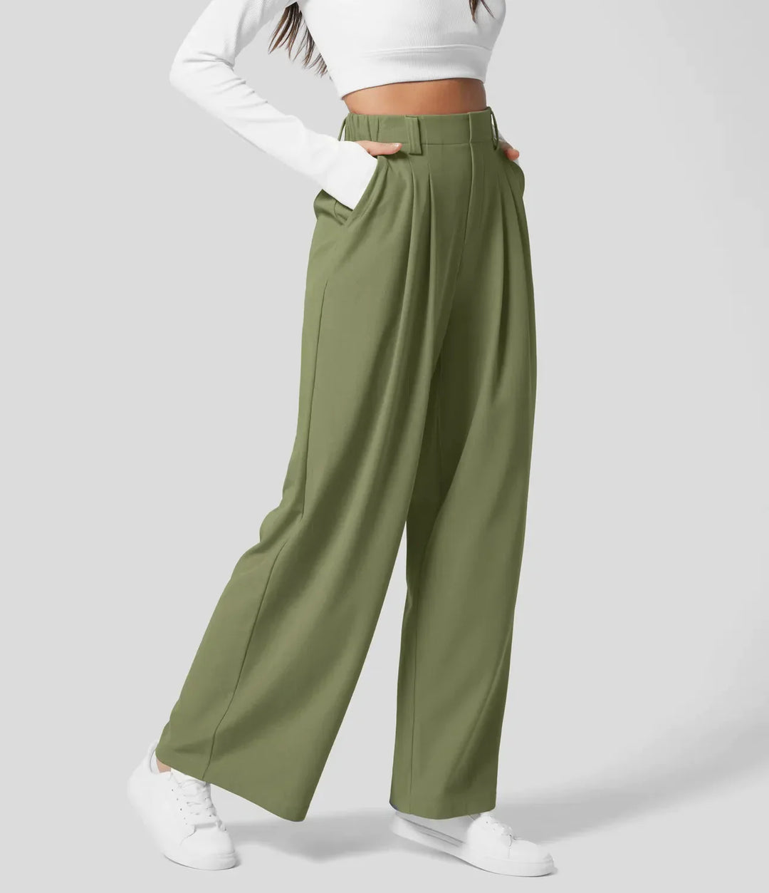 Classic high-waisted trousers for women