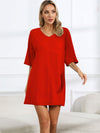 Women's - Plus Size Lounge Dress - Loose Oversized Summer Dress with V-Neckline - Comfortable Casual Wear