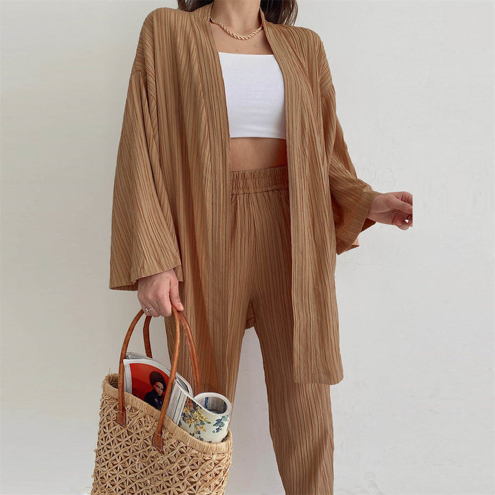 Stylish early autumn new camel casual suit