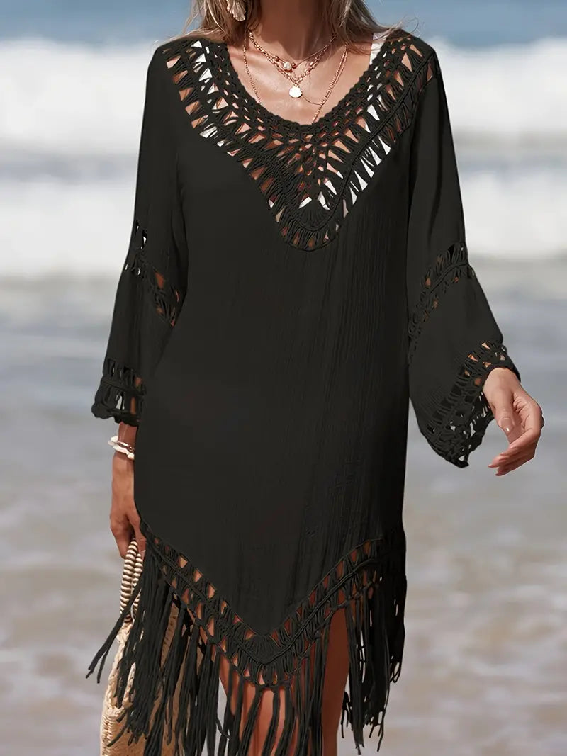 Stylish crocheted swimming costume cover-up dress