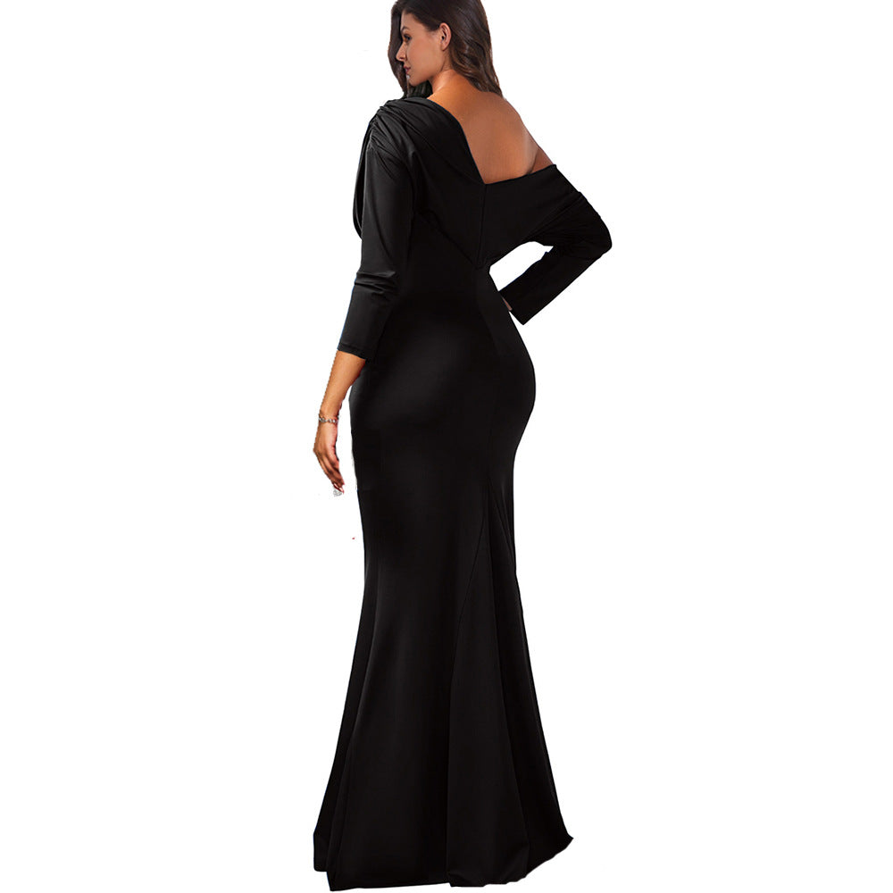 High Quality Perfect Pleated Evening Dress Long Sleeve Dress