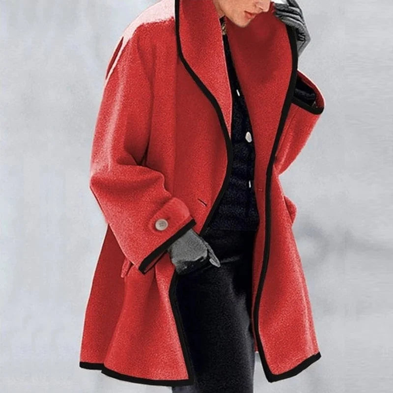 Colour block wool coat