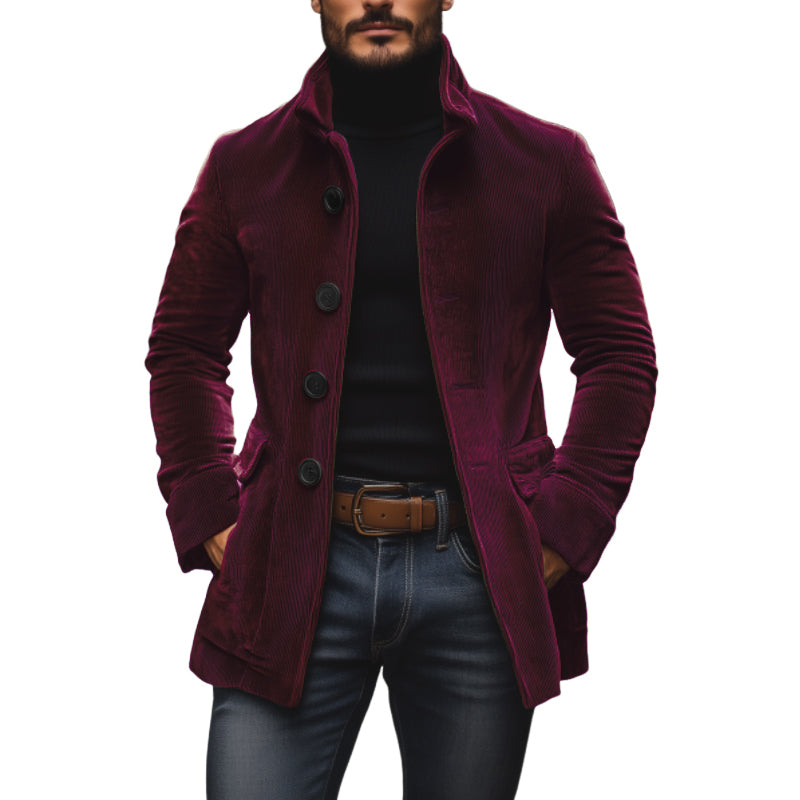 Men's - Vintage Short Coat - Corduroy - Stand Collar Slim Fit