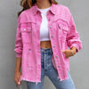 Modern women's denim jacket with raw edges