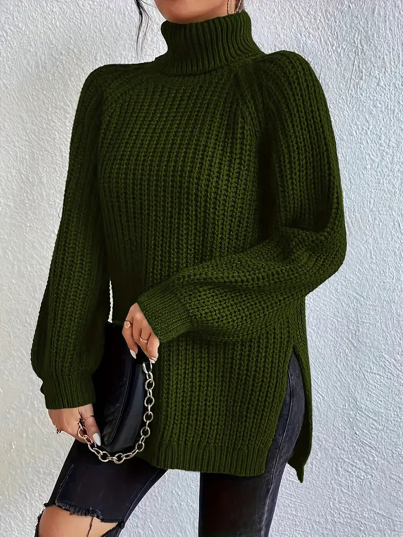 Women's - Turtleneck Sweater - Soft Knit Fabric - Stylish & Cosy Layering
