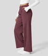 High-waisted straight leg stretch trousers