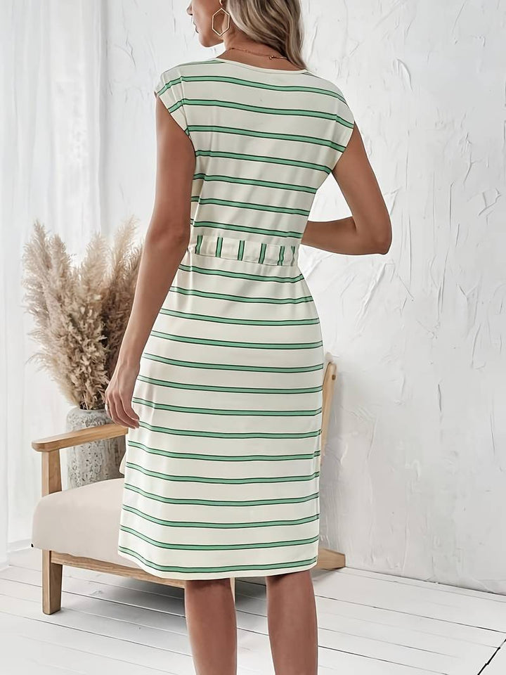 Round Neck Split Dress For Spring And Summer