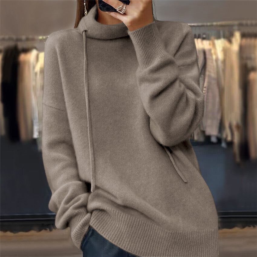 Pullover with stand-up collar