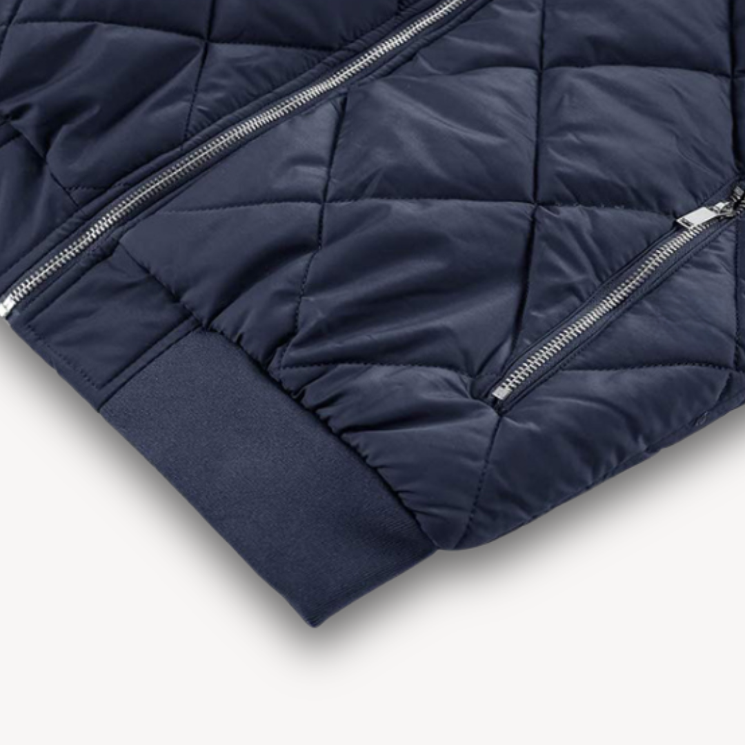 Men's - Lightweight Quilted Bomber Jacket - Stylish Polyester Outerwear for Casual Comfort