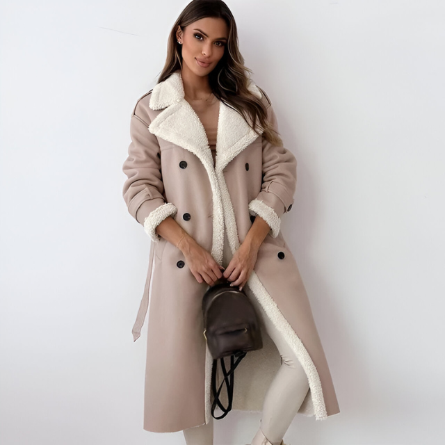 Women's - Collar Lapel Coat - Stylish Outerwear - Classic Design